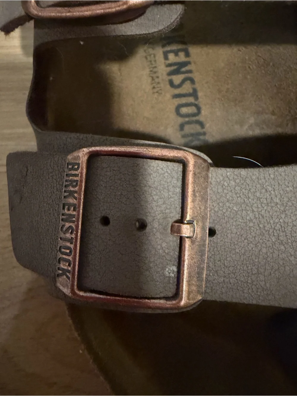Birkenstock Arizona Double Strap Sandals in Brown Taupe with Copper Buckles